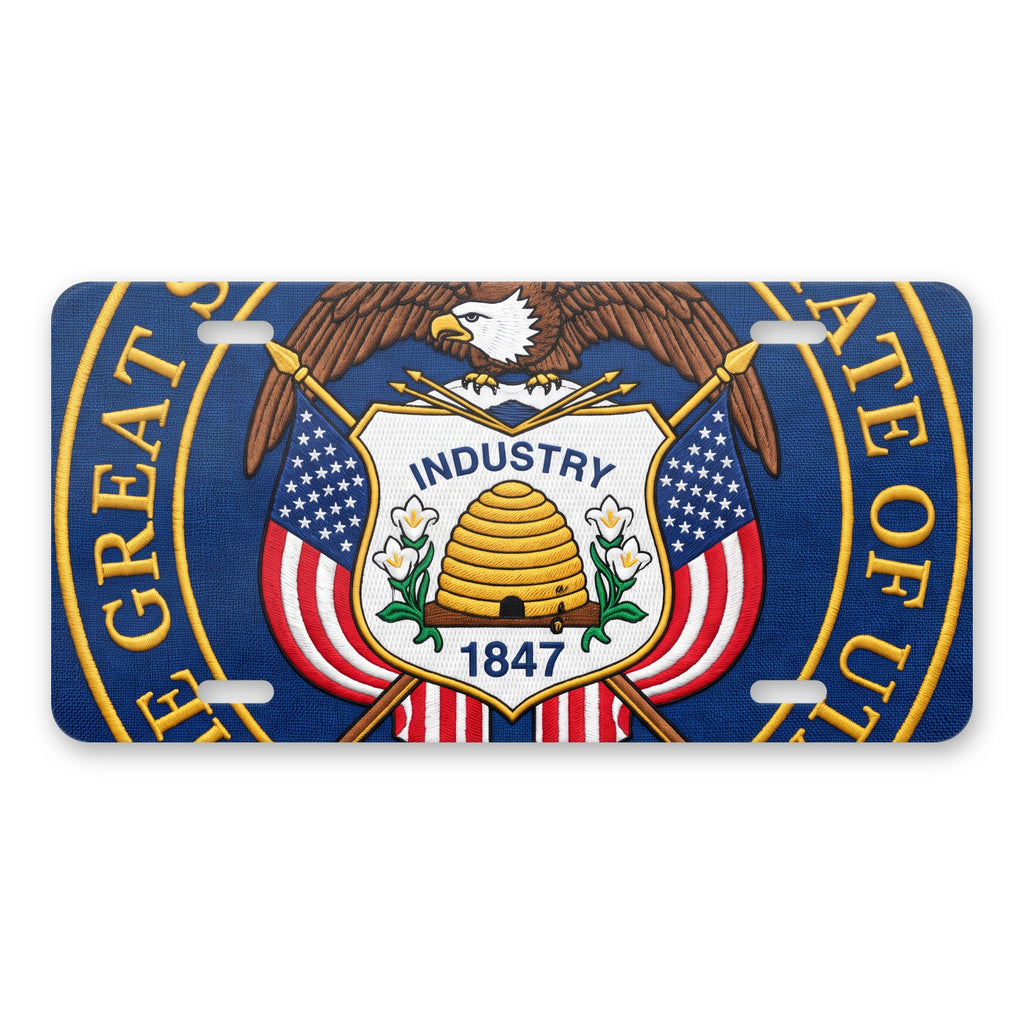 Utah State Flag aluminum front license plate