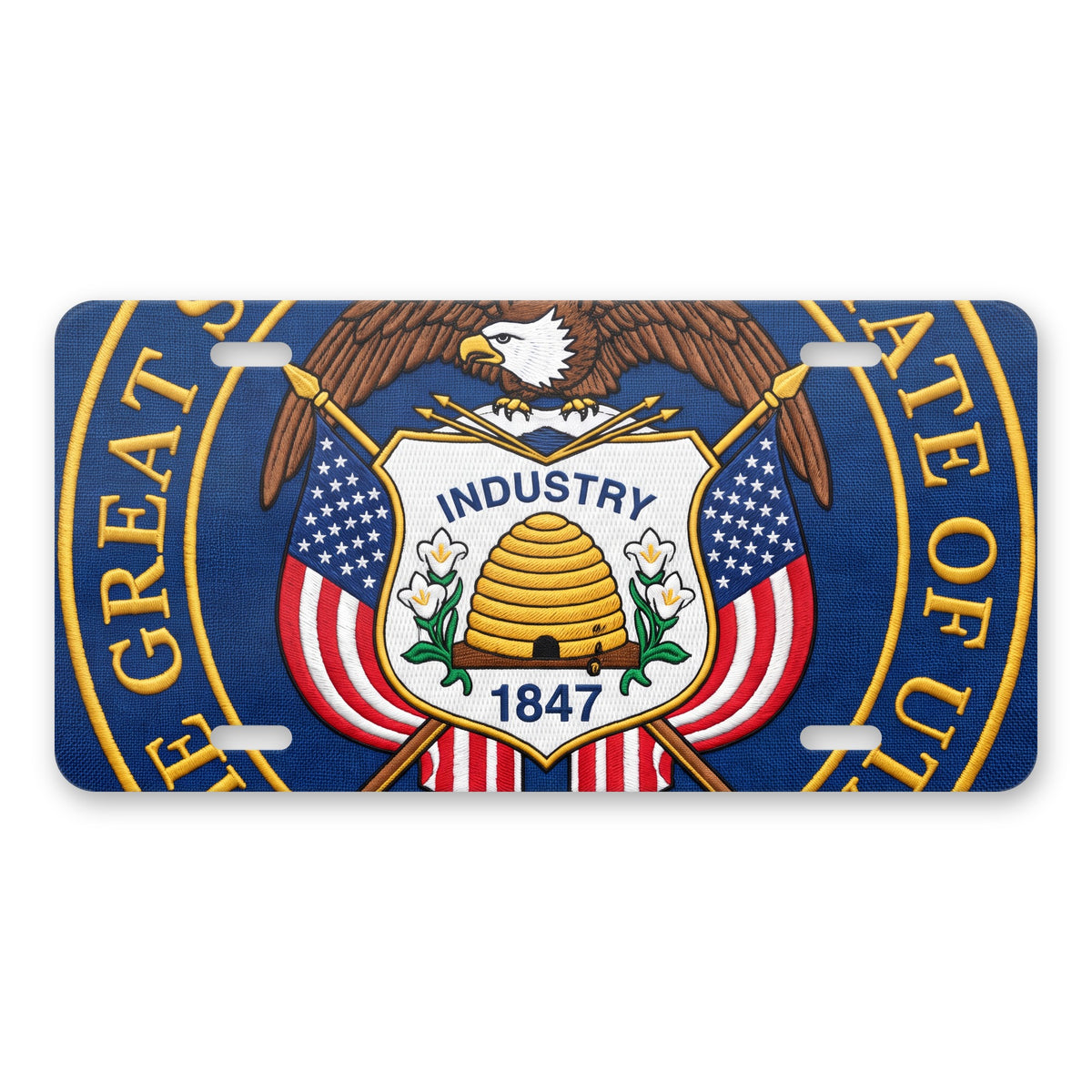 Utah State Flag aluminum front license plate