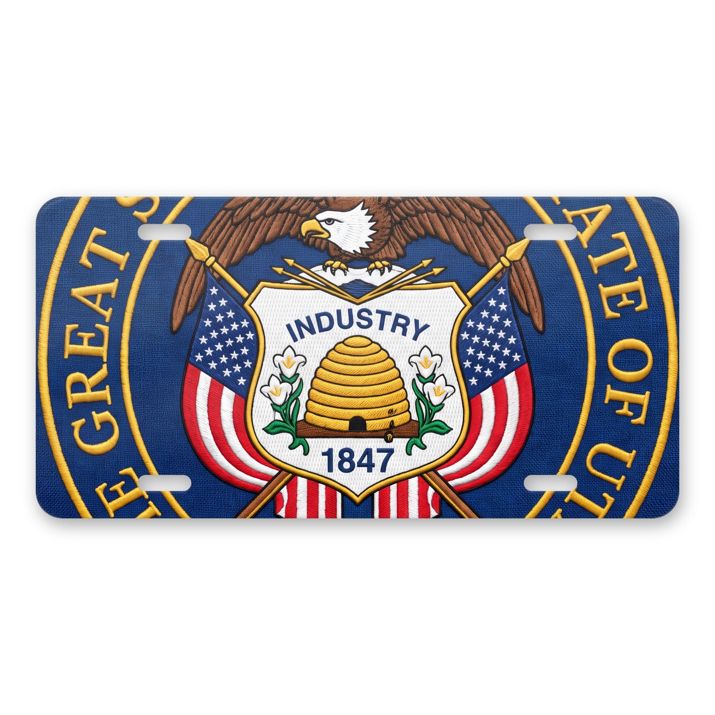 Utah State Flag aluminum front license plate