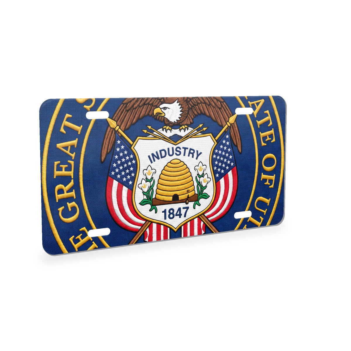 Utah State Flag aluminum front license plate