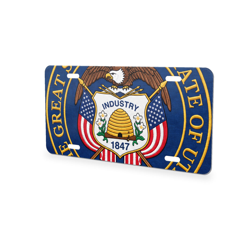 Utah State Flag aluminum front license plate