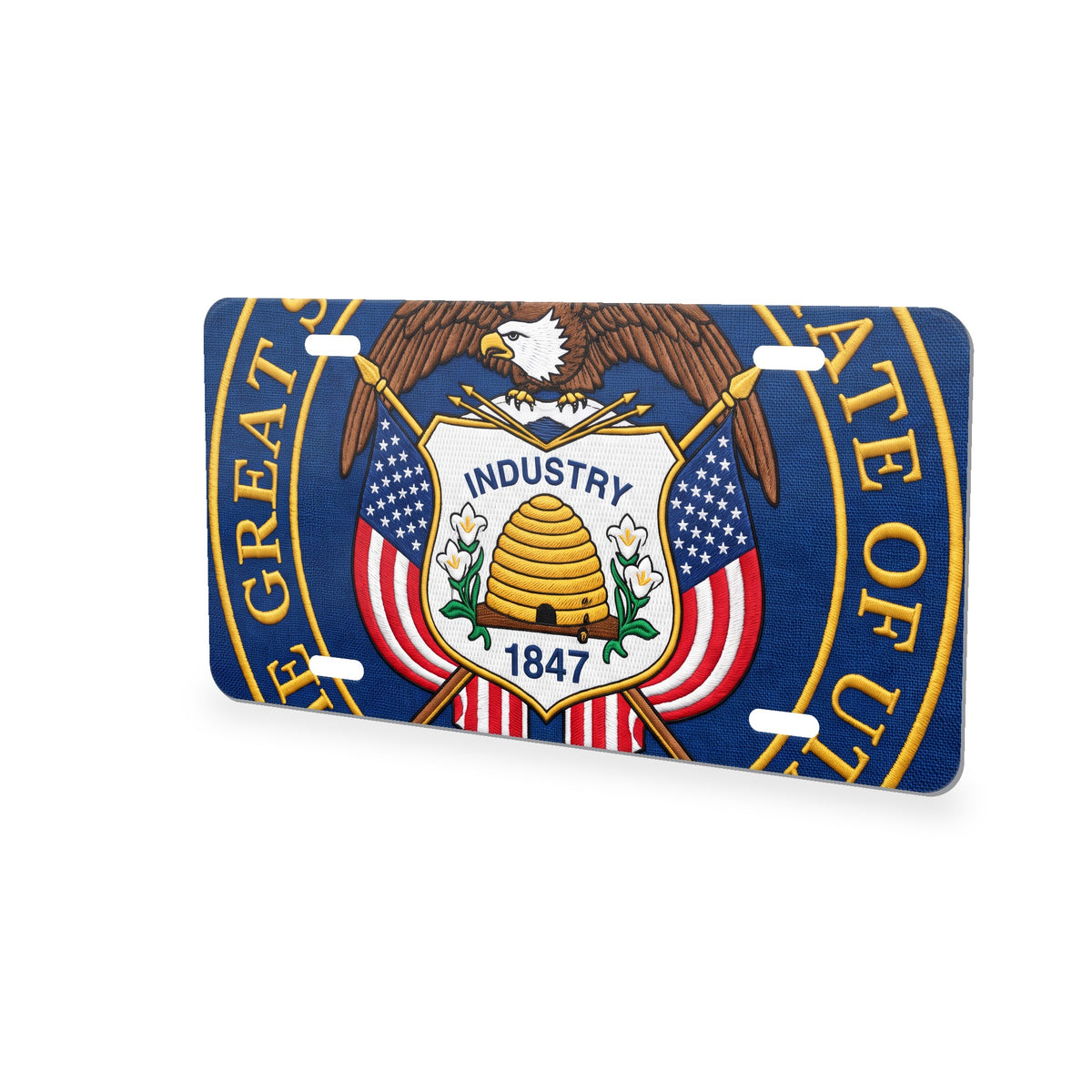 Utah State Flag aluminum front license plate