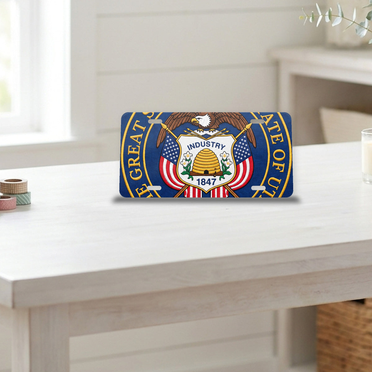Utah State Flag aluminum front license plate