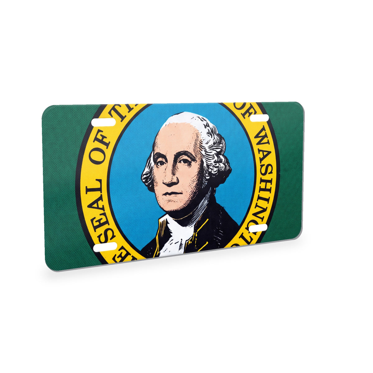 Washington State Flag aluminum front license plate