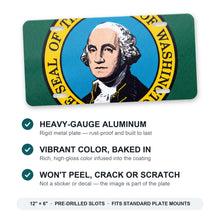 Washington State Flag aluminum front license plate