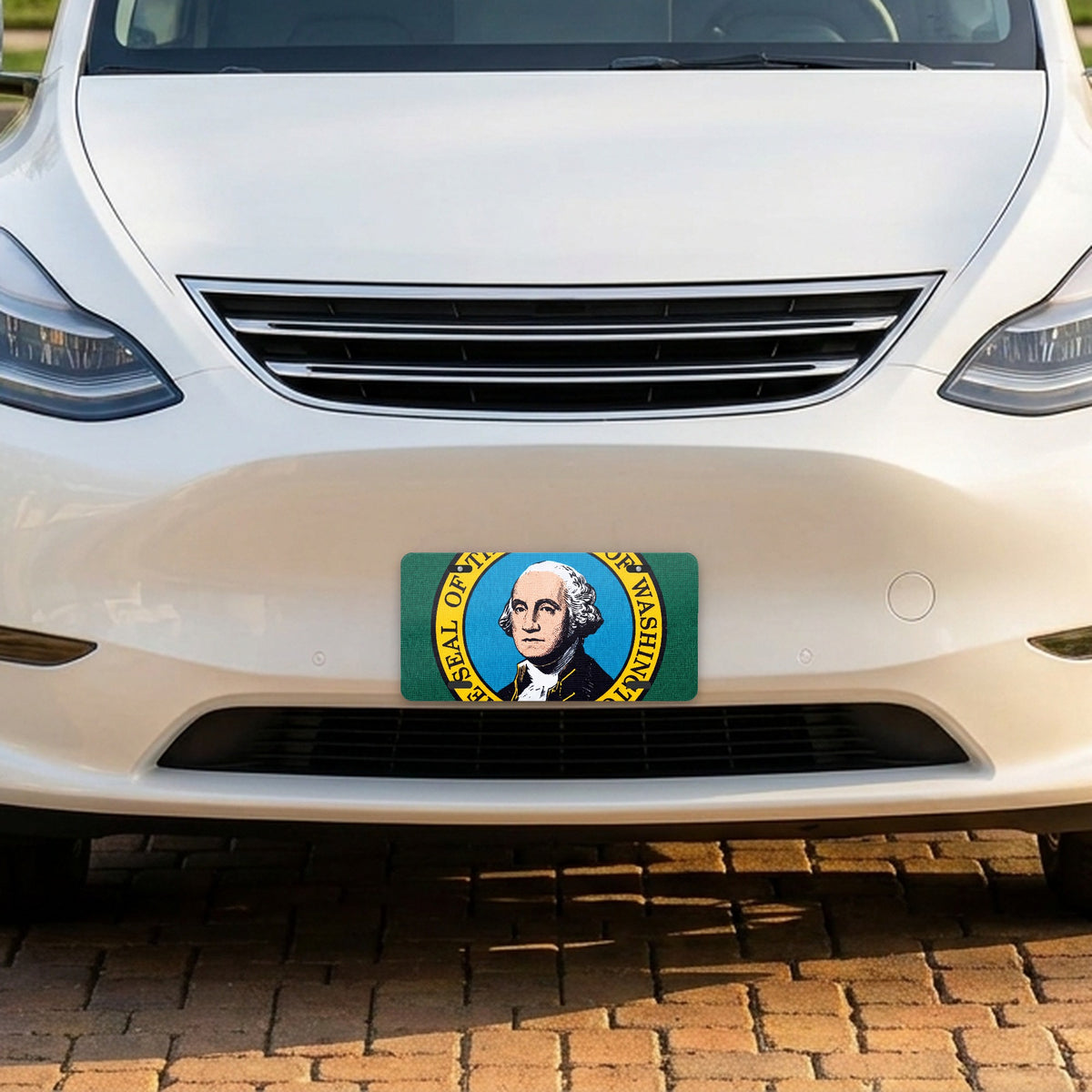 Washington State Flag aluminum front license plate