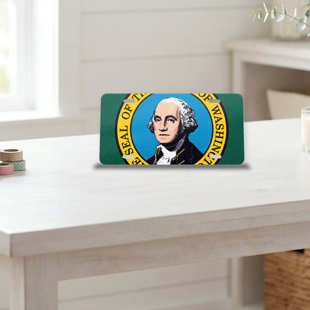 Washington State Flag aluminum front license plate