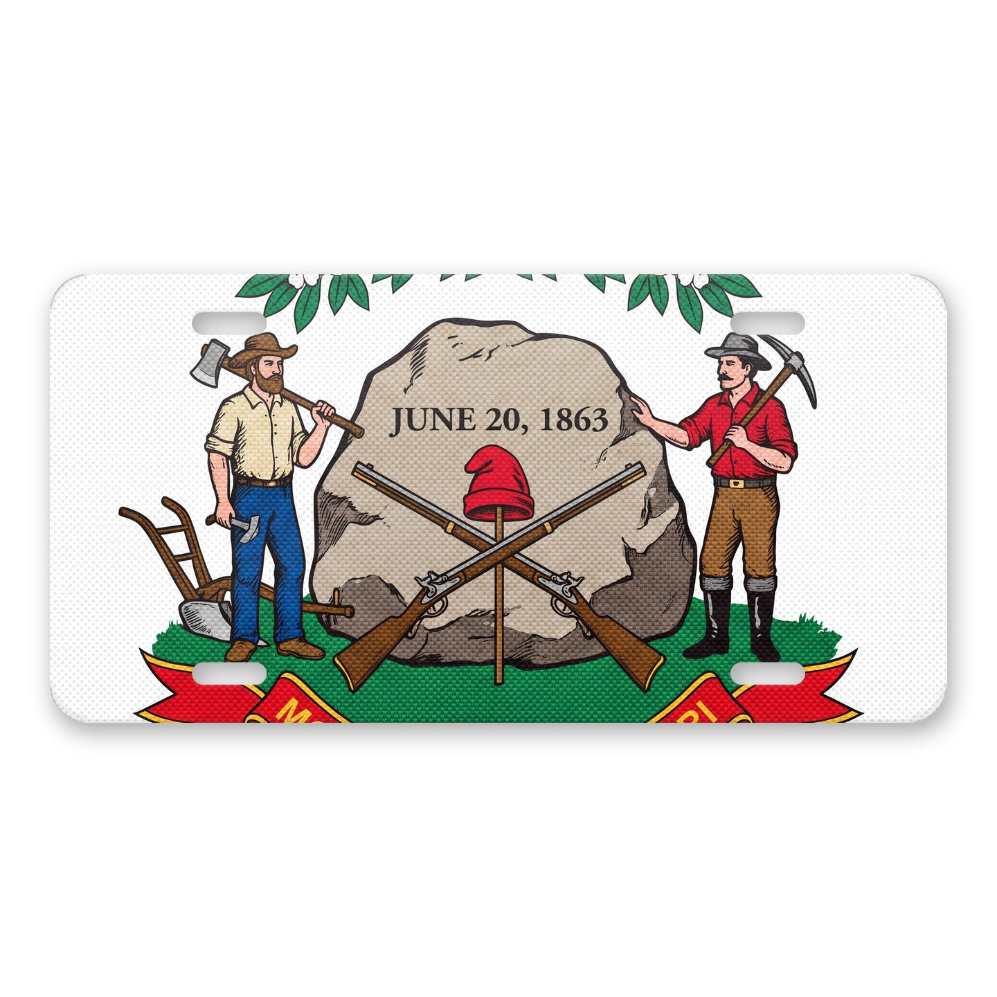 West Virginia State Flag aluminum front license plate