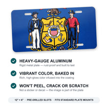 Wisconsin State Flag aluminum front license plate