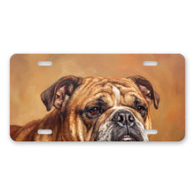English Bulldog Portrait aluminum front license plate