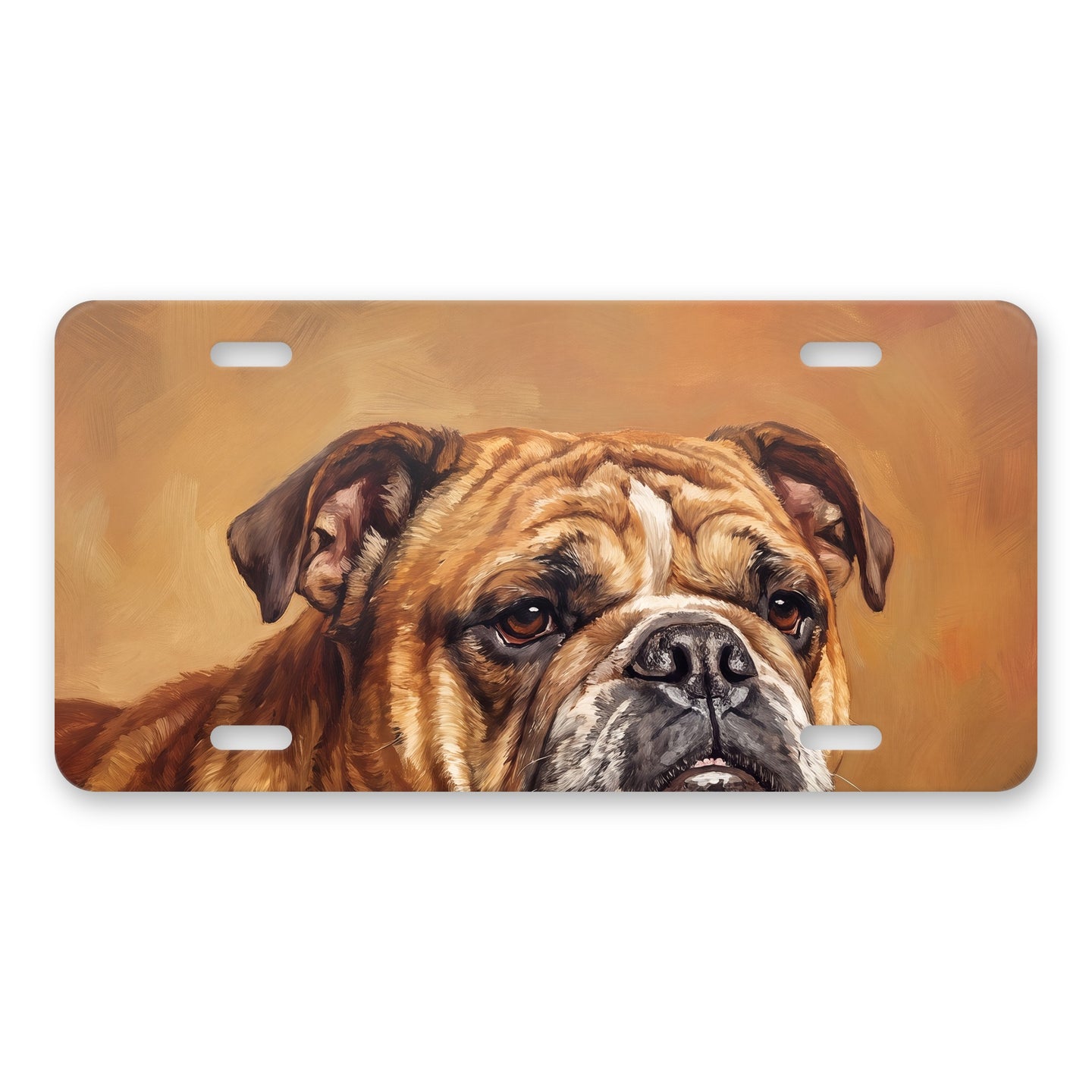 English Bulldog Portrait aluminum front license plate
