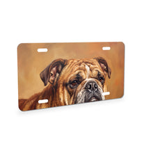 English Bulldog Portrait aluminum front license plate