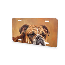 English Bulldog Portrait aluminum front license plate