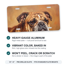 English Bulldog Portrait aluminum front license plate