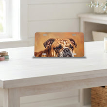 English Bulldog Portrait aluminum front license plate