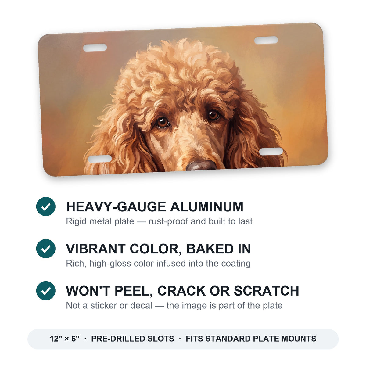 Poodle Portrait aluminum front license plate