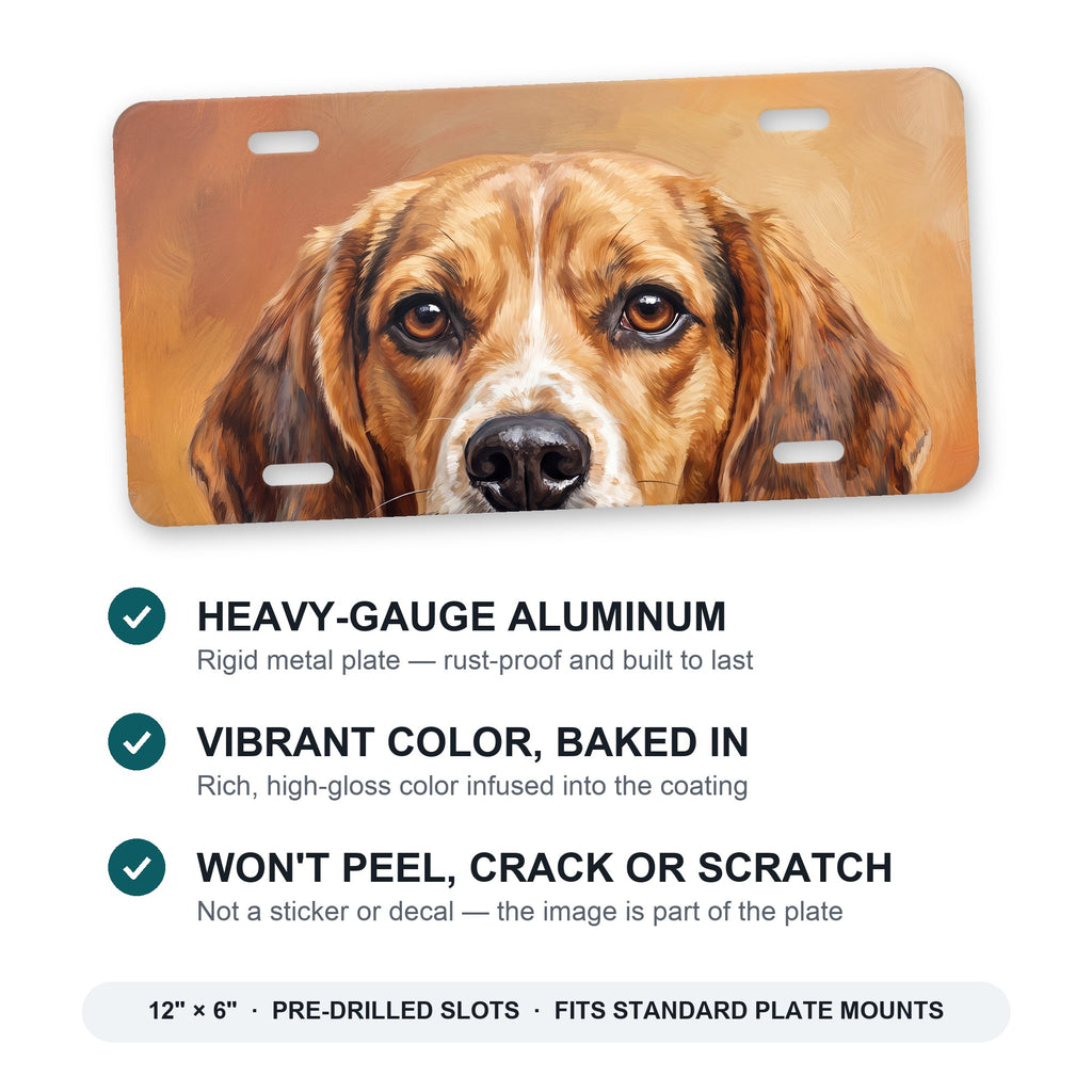 Beagle Portrait aluminum front license plate