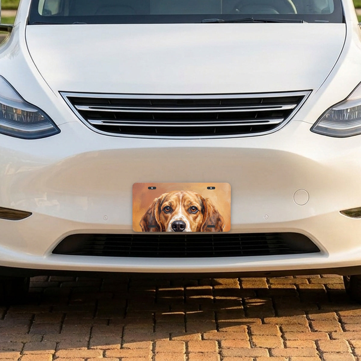 Beagle Portrait aluminum front license plate