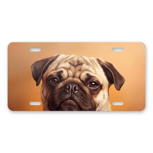 Pug Portrait aluminum front license plate