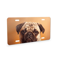 Pug Portrait aluminum front license plate