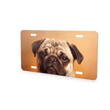 Pug Portrait aluminum front license plate