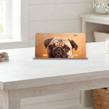 Pug Portrait aluminum front license plate