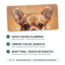 Chihuahua Portrait aluminum front license plate