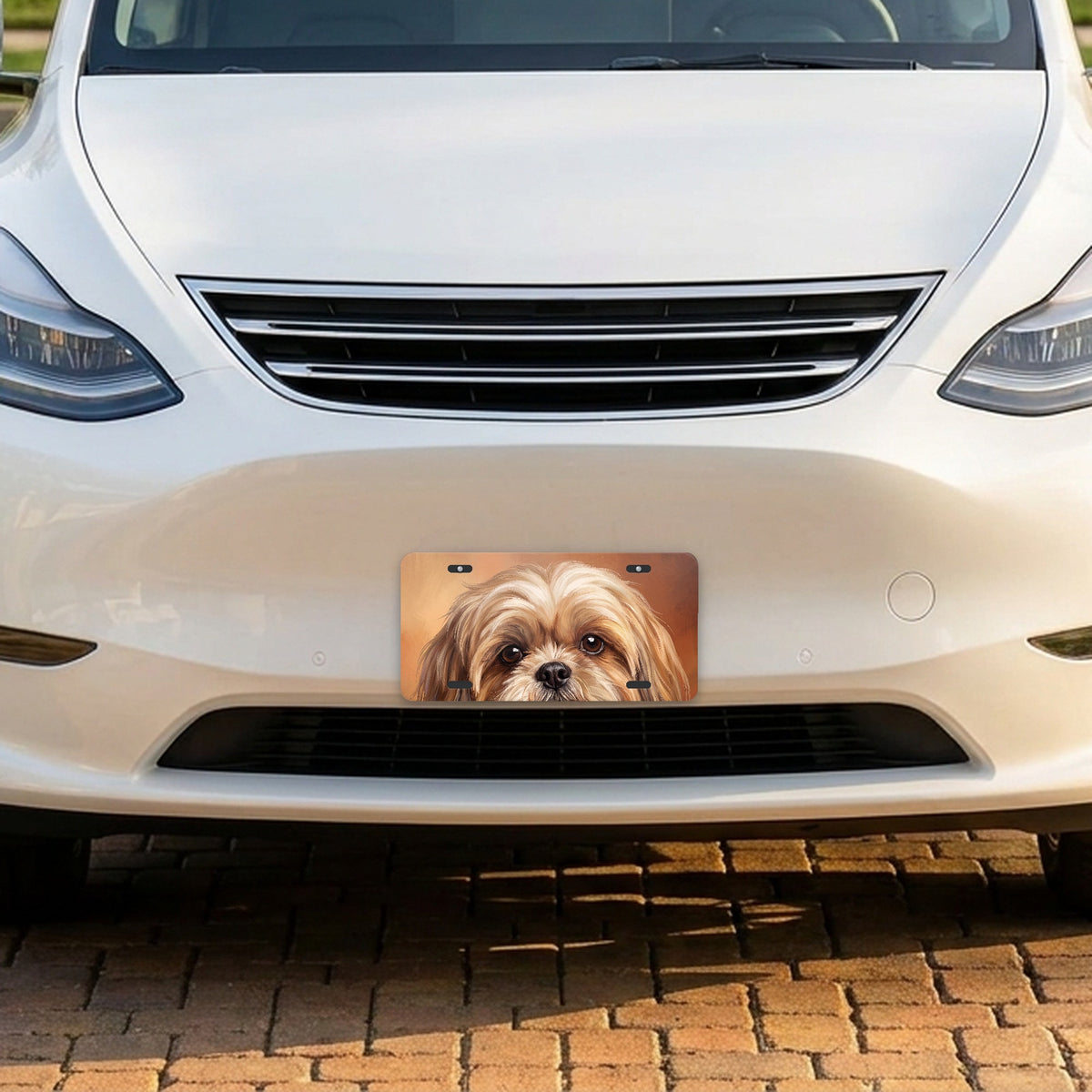 Shih Tzu Portrait aluminum front license plate