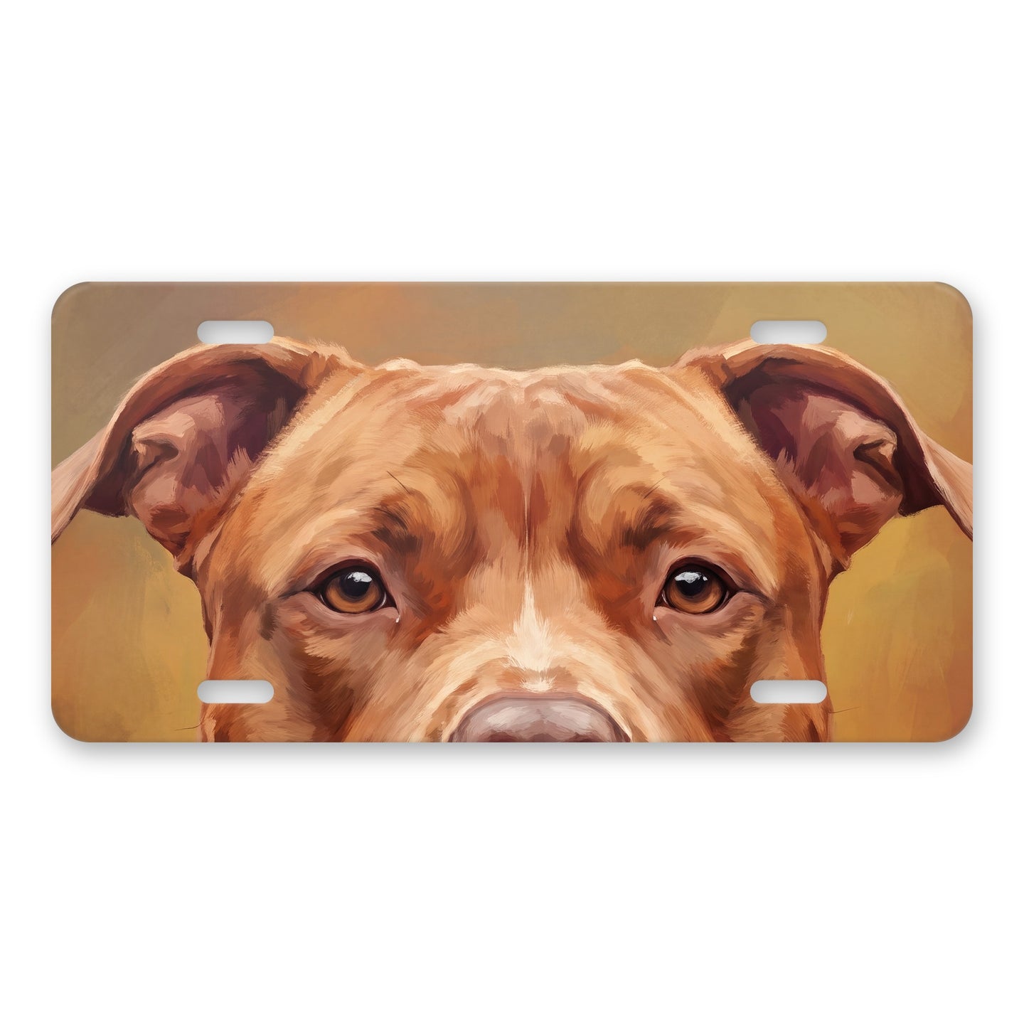 Pit Bull Portrait aluminum front license plate
