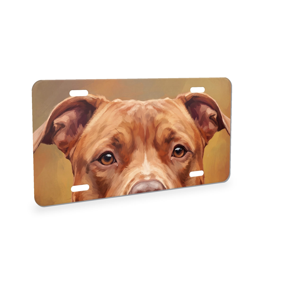 Pit Bull Portrait aluminum front license plate