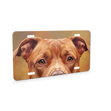 Pit Bull Portrait aluminum front license plate