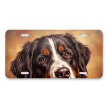Bernese Mountain Dog Portrait aluminum front license plate