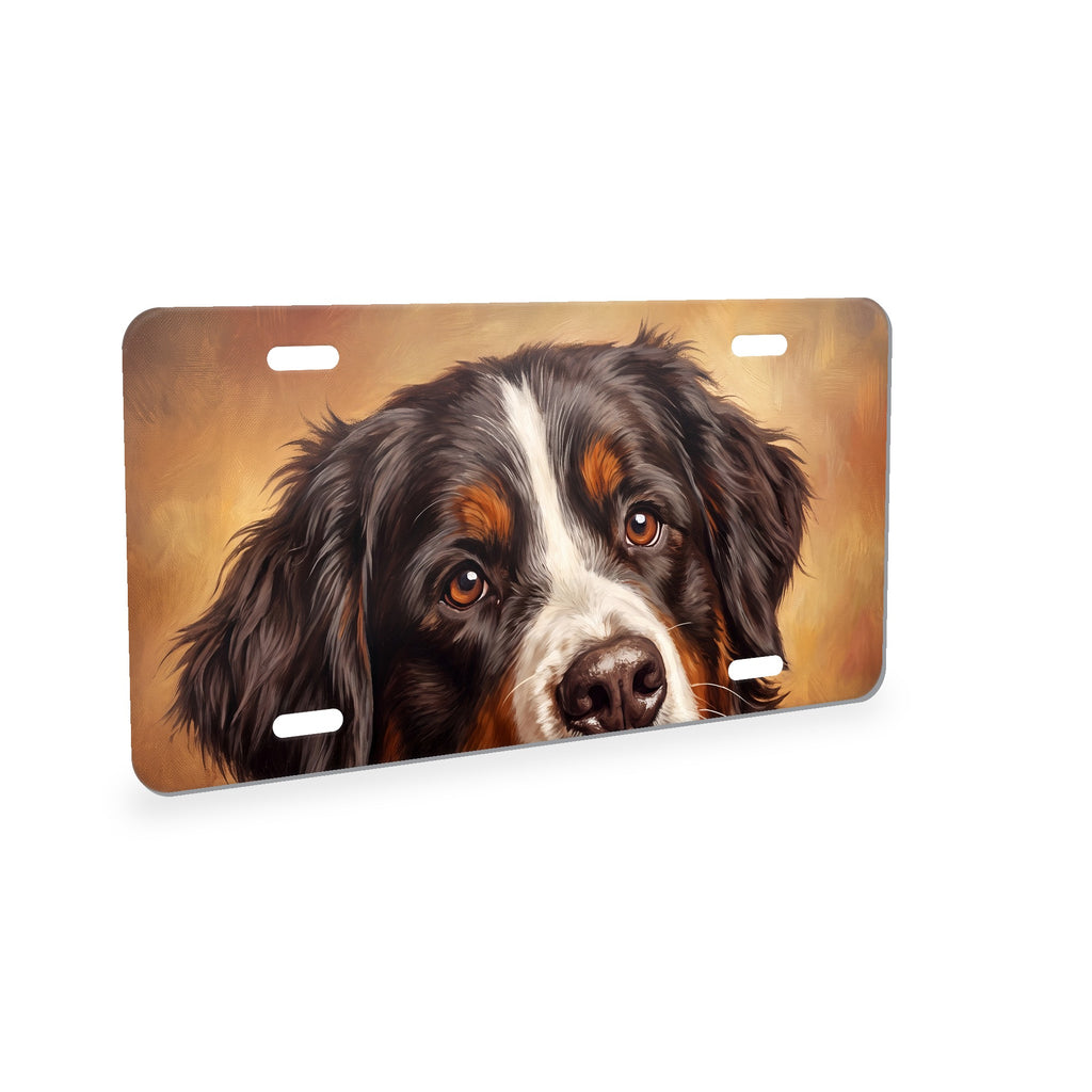 Bernese Mountain Dog Portrait aluminum front license plate