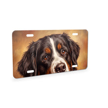Bernese Mountain Dog Portrait aluminum front license plate