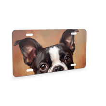 Boston Terrier Portrait aluminum front license plate