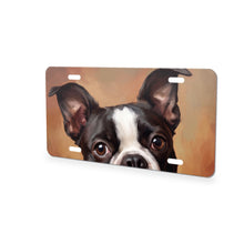 Boston Terrier Portrait aluminum front license plate