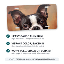 Boston Terrier Portrait aluminum front license plate