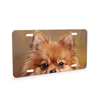 Pomeranian Portrait aluminum front license plate