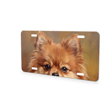 Pomeranian Portrait aluminum front license plate