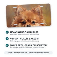 Pomeranian Portrait aluminum front license plate