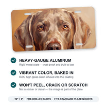 Weimaraner Portrait aluminum front license plate