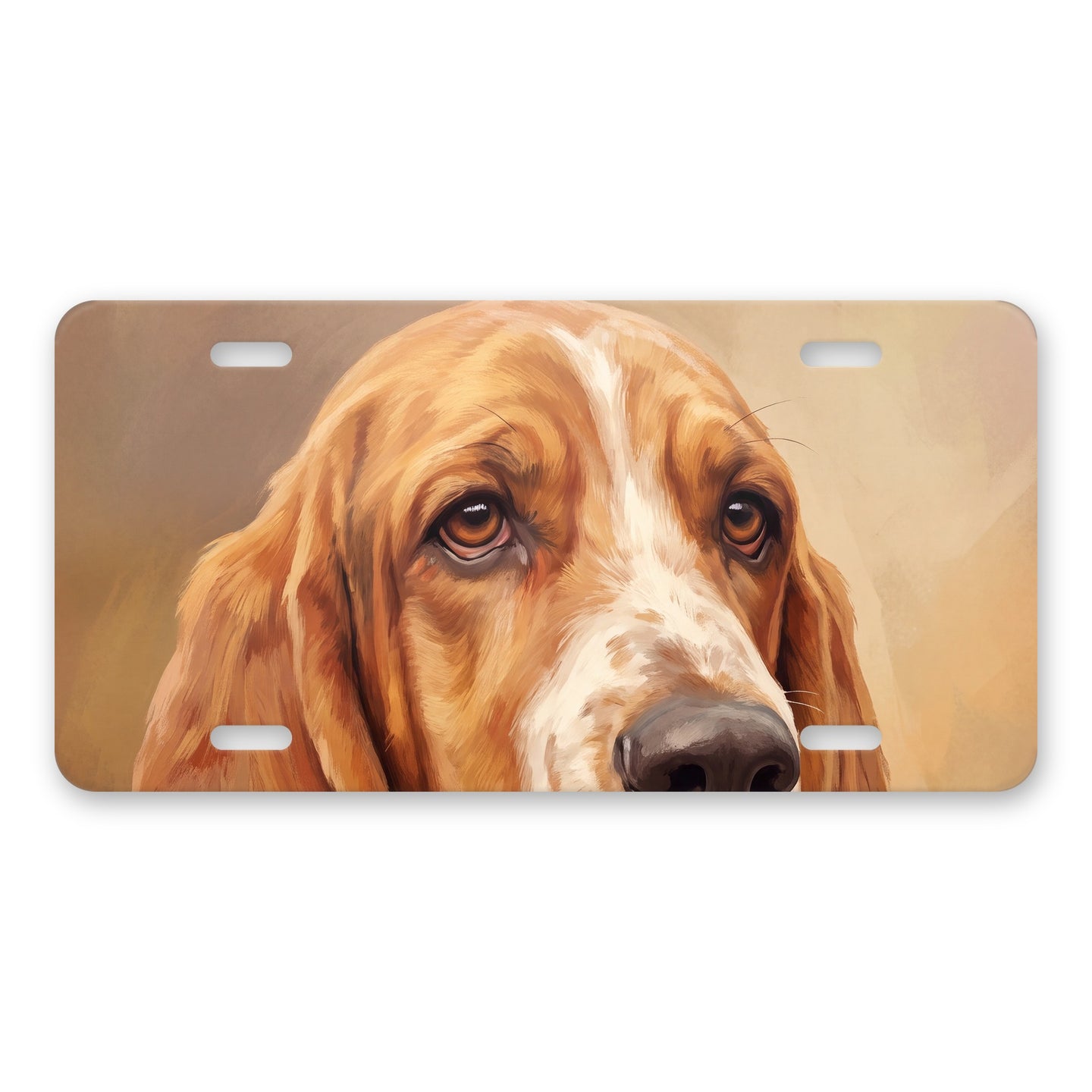 Basset Hound Portrait aluminum front license plate