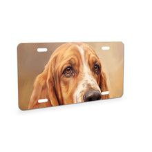 Basset Hound Portrait aluminum front license plate