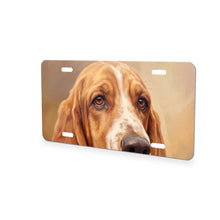 Basset Hound Portrait aluminum front license plate