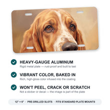 Basset Hound Portrait aluminum front license plate