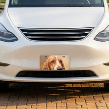 Basset Hound Portrait aluminum front license plate