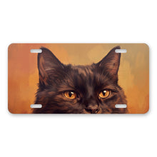 Black Cat Portrait aluminum front license plate