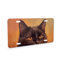 Black Cat Portrait aluminum front license plate