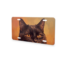 Black Cat Portrait aluminum front license plate