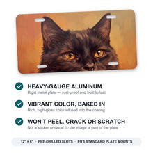 Black Cat Portrait aluminum front license plate